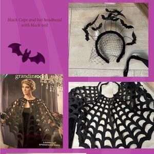 Price ✂️ Bat cape and headband with veil and bats 🦇